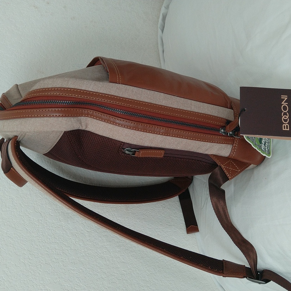 Boconi recycled polyester & leather travel Backpack - Picture 5 of 17